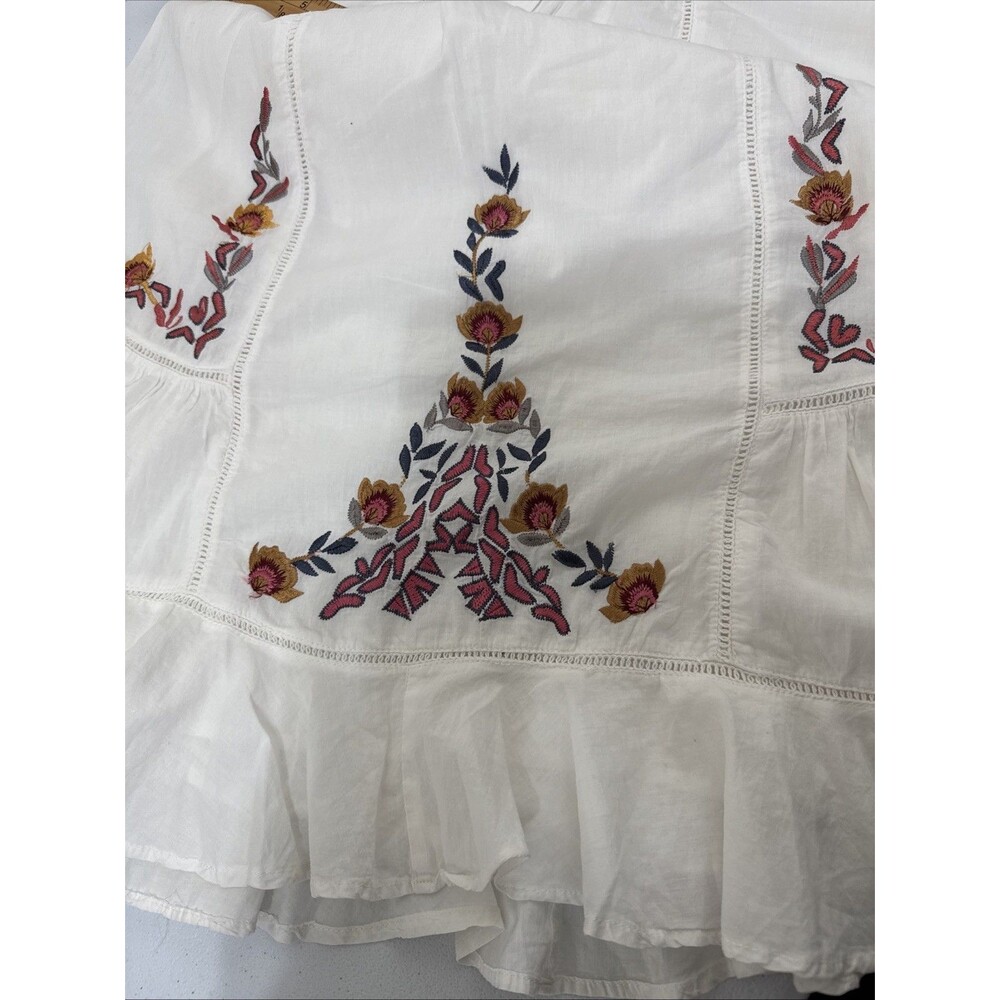 Free People Pavlo Babydoll Sz S White 100% Cotton Floral - Picture 13 of 16